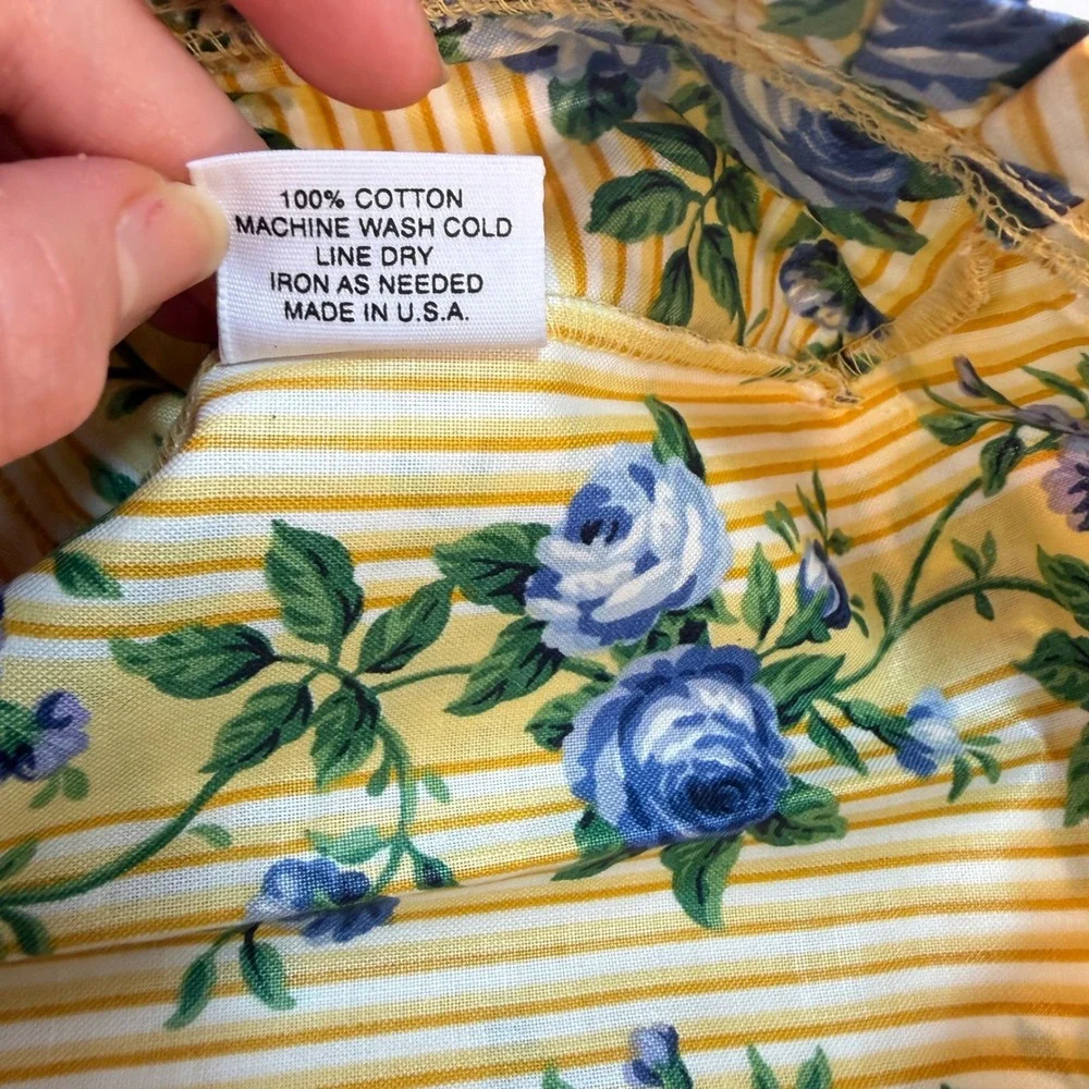 Longaberger Basket Rose‎ Trellis Fabric Liner Berry Yellow Blue Floral